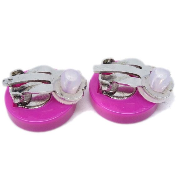 Chanel Button Earrings Clip-On Pink - Picture 3 of 4